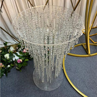 Support à fleurs en acrylique transparent de luxe, table ronde pour gâteaux, pendentif suspendu, piédestal transparent en cristal pour gâteaux