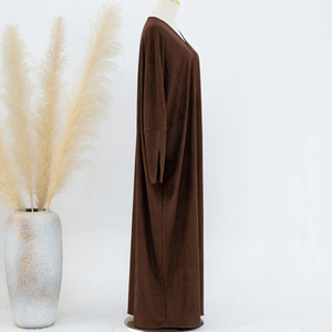 Ropa islámica Otoño Invierno Abaya abrigo bata Abaya tela de gamuza abierta Abaya Turquía Dubai mujeres vestidos cárdigan bata Lisa <span class=keywords><strong>Catan</strong></span> - Product Image 2