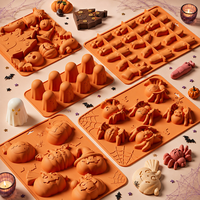 Moule à gâteau d'Halloween Candyer en silicone de qualité alimentaire, résistant à la chaleur, écologique, réutilisable, outils de cuisson en forme d'araignée, de citrouille et de fantôme, pour chocolat