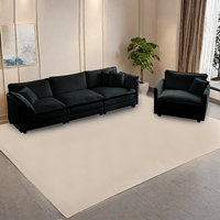 Luxuriöses Samt-Klappsofa-Set mit 3/2/1/1 Sitzen, Moderne Wohnzimmermöbel