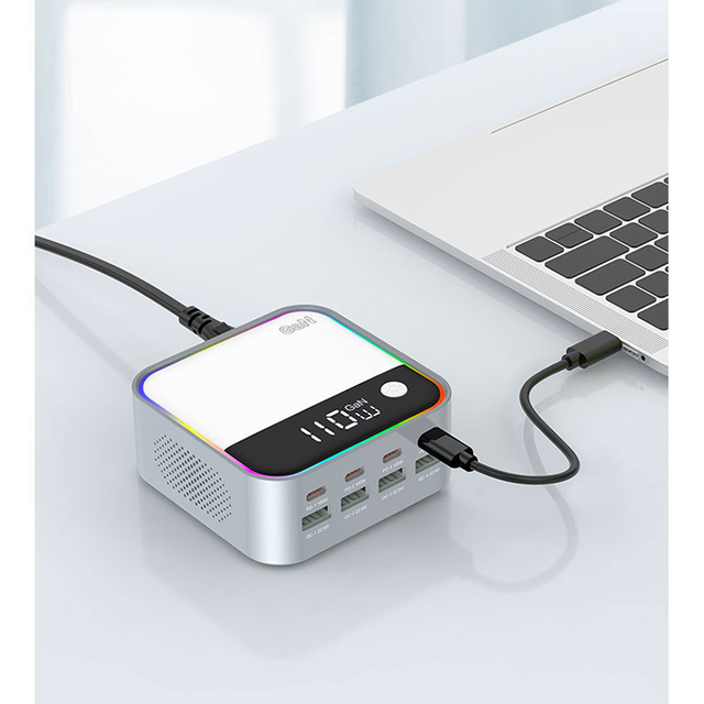 120W GaN 8-Port USB C Charger Block Fast Wireless Charging Station Hub with Power Strip Adapter Plug for Phone 17 16 15