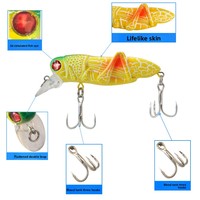 Leurres de pêche ABS de type insecte, réalistes, en forme de sauteuse et de grillo (Leech Grande Taille Double Hameçon) - Leurres durs polyvalents