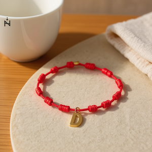 Cavigliera in acciaio inossidabile con nodo a sette stelle, lettera D, ciondolo con corda rossa, braccialetto per donna, ragazza, gioiello alla moda, idea regalo - Product Image 3