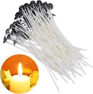 Mèches de bougie en coton pré-encollées ECO avec revêtement en cire de soja naturelle pour bougeoirs à pilier - Product Image 1