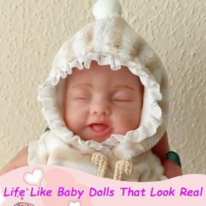 Poupée de mode pour bébé fille en silicone de 6 pouces, mini jouet en peluche réaliste, poupée endormie - Product Image 6
