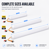 Tube LED 12V DC 10W 20W 40W, lampe portable anti-poussière avec pinces crocodiles pour camping, marché nocturne, urgence