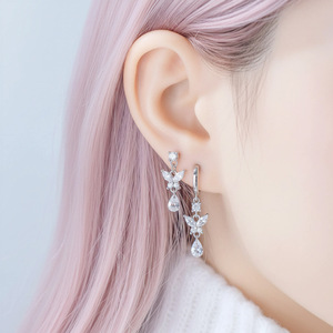 Boucles d'<span class=keywords><strong>oreilles</strong></span> papillon goutte d'eau en zircon, aiguille droite, tige en alliage de titane, clous d'oreille, boucles d'<span class=keywords><strong>oreilles</strong></span> fermées - Product Image 3