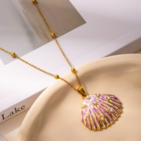 Collier pendentif coquillage plaqué or 18 carats en acier inoxydable 316L pour femme, étanche, bijou de mode, cadeau