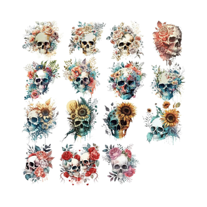 Vinilo Termoadhesivo Sublimable Wezdopu con Diseño de Calavera y Flores Estilo Gótico Punk, Ecológico y Resistente a los Rayos <span class=keywords><strong>UV</strong></span> para Impresión, 15 Piezas - Product Image 6
