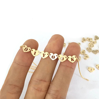 Breloques en forme de cœur avec initiales alphabétiques en or rempli 14K, anti-ternissement, pour la création de bijoux DIY, colliers, bracelets, accessoires