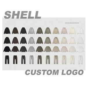 400GSM модные комплекты осенней одежды в Корейском стиле для женщин унисекс с капюшоном, спортивный костюм, комплект с длинными рукавами больших размеров, спортивные толстовки с капюшоном на молнии - Product Image 1