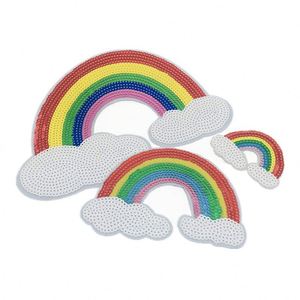 NOUVELLE ARRIVÉE - Patchs personnalisés en sequins brodés à repasser, grand arc-en-ciel, pour vêtements d'enfants et sacs - Product Image 2