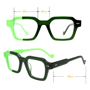 Elegante colore verde quadrato retrò rivetto acetato occhiali da vista <span class=keywords><strong>Vintage</strong></span> laminazione acetato montature Unisex per uomo e donna - Product Image 3