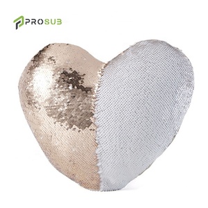 Prosub Wholesale Custom Print Reversible Glitter <strong>Sequin</strong> <strong>Cushions</strong> Cover Sublimation Heart Pillow Sublimation <strong>Sequin</strong> Pillow Cases - Product Image 1