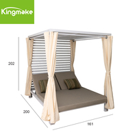 Luxe Patio Jardin Mobilier d'extérieur Auvent Teck Bois Moderne Extérieur pour Hôtel Personnaliser Design Double Daybed