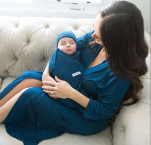 Abito <span class=keywords><strong>da</strong></span> mamma in bambù Eco e sacco a pelo abiti <span class=keywords><strong>da</strong></span> allattamento biologici naturali e stampa Swaddle Mom Robe e Baby Swaddle - Product Image 3