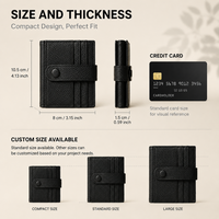 Dompet Panjang Tempat Kartu Identitas dengan Jendela Transparan, Tutup Atas/Kancing Magnet, Banyak Slot, Organizer Perjalanan, Logo Custom, Kulit PU Premium