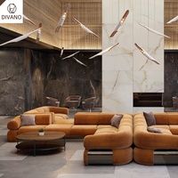 Canapés de salon modernes de haute qualité, meubles de luxe Foshan, canapé modulaire long et grand en velours orange, luxe