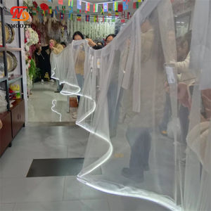 ผ้าชีฟองสีขาวหรูหราสำหรับงานแต่งงาน พร้อมไฟ LED สำหรับตกแต่งแขวนเพดาน - Product Image 2