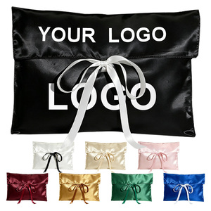 IDEA GIFT Promotional Custom Gift Bags with logo <b>Drawstring</b> Bow Tie Satin Gift <b>Pouch</b> Reusable Luxury Satin Bags for Jewelry - Product Image 1
