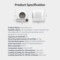 Bac à litière pour chat intelligent autonettoyant de grande capacité de 9L Robot automatique pour chat facile à nettoyer avec contrôle APP pour plusieurs chats