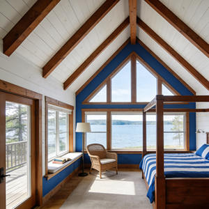 บ้านพักตากอากาศไม้สองชั้นสไตล์อเมริกาเหนือริมทะเลสาบ รุ่น 32 ㎡   วิลล่าพักตากอากาศวิวเต็มรูปแบบ บลู บราวน์ คันทรี รีทรีท - Product Image 3