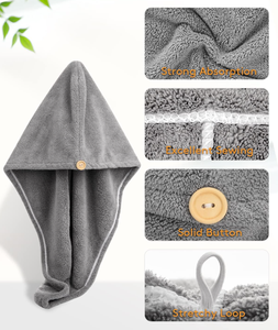 3包女式毛巾包带纽扣超吸水超细纤维毛巾包湿长短卷发 - Product Image 6