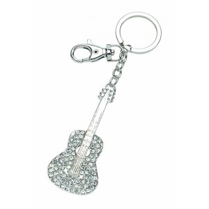 Portachiavi con chitarra classica in cristallo e strass per gli amanti della musica - Product Image 1