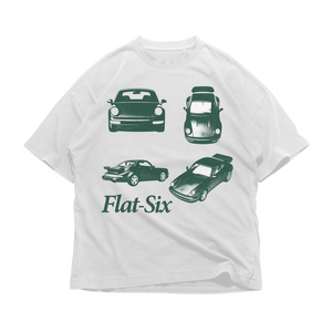 Camiseta Gráfica de Auto Deportivo Flat-Six, Estilo Oversize de los 90, Camiseta Retro de Carreras, Unisex - Product Image 1