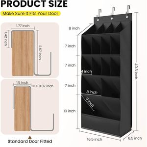 Over The Door <b>Shoe</b> Organizer 18 Pairs Hanging <b>Shoe</b> Rack With Breathable Pockets For Boots And Handbags Black Oxford Fabric - Product Image 5