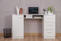 Bureau exécutif en bois blanc haute brillance ordinateur Table d'étude maison coin table d'ordinateur portable