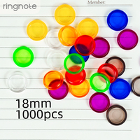Disques en plastique RINGNOTE 18 mm (0,75 pouce) – Lot de 1000 disques transparents personnalisés, anneaux en plastique multicolores pour agenda à disques