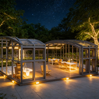 Terraza Acristalada Ecológica y Moderna con Marco de Aluminio, Techo de Vidrio Templado, Resistente a la Intemperie, Vista Panorámica para Residencias, Hoteles y Exteriores