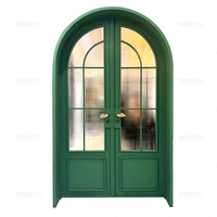 Porte en arc à bas prix, design moderne, cadre intérieur en aluminium, portes françaises battantes en verre à double vitrage artisanal