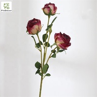 3 têtes de roses artificielles en soie, Rose, blanc, Table de mariage, Center de Table, fête, décoration de la maison