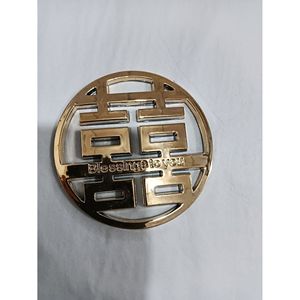 Adornos de Boda Doble Felicidad, Decoraciones Redondas de Plástico Dorado para Regalos e Invitaciones de Boda - Product Image 3