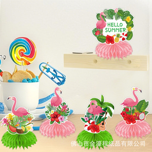 Honeycomb Display Stand Flamingo Party Decor Paper <b>Table</b> Centerpiece <b>Birthday</b> Decoration Round Die Cutting 4 Color Print - Product Image 3