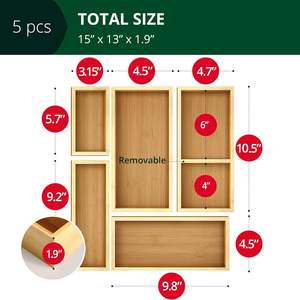 Estante de Almacenamiento de Bambú de Lujo - Juego de Cajones Multiusos de Dos Niveles para Cocina, Organizador de Bolsitas de Té con Diseño Desmontable - Product Image 3
