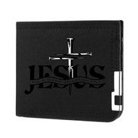 Dompet ramping banyak Slot pria, dompet gaya baru, penyimpan kartu kredit ID desain cetak Yesus