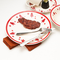 Assiettes et bols en céramique blanche 20 pièces, tasses, arbres rouges, étoiles, grès, ensemble de dîner, éléments de Noël, ensembles de vaisselle pour restaurants
