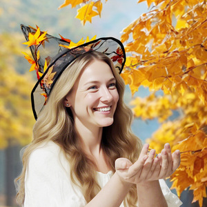 Transparent Maple Leaf <b>Cone</b> Hat One Size Plastic Embroidered Festive <b>Party</b> Hat - Product Image 1