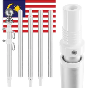 CYDISPLAY Malaysia tiang bendera luar ruangan aluminium perak 1.8m 6 kaki tiang bendera putar tidak kusut aluminium tugas berat