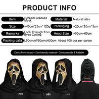 Máscara de Terror de Látex de Cara Completa con Capucha, Disfraz de Halloween Espeluznante para Adultos, Máscara de Fantasma