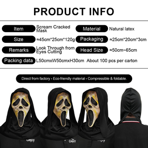 Máscara de Terror de Halloween con Sonidos de Gritos y Chispas, Máscara de Fantasma Blanca para Disfraz, Cosplay, con Capucha Negra, Accesorio de Maquillaje para Fiestas - Product Image 4