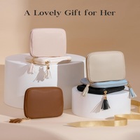 Petite pochette à bijoux en velours doux avec compartiments, organiseur de voyage pour femmes, pour ranger colliers, boucles d'oreilles, bracelets