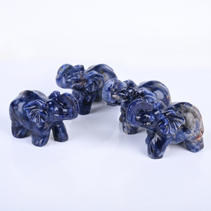 Wholesale Natural Healing <b>Crystal</b> <b>Animals</b> Crafts Blue Sodalite <b>Crystal</b> Elephant Carving for Souvenir - Product Image 5