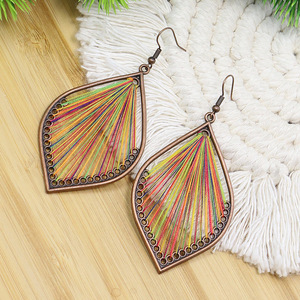 Bohemian <b>Drop</b> Earrings Copper Alloy Antique <b>Bronze</b> Plated Colorful Thread Weaving Women's Party Fashion Dangle Earrings - Product Image 2