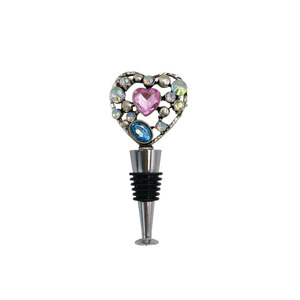 Silver Heart Diamond Flat Bottom Wine Stopper Metal Sealing Vacuum Bottle Stopper For Red Wine - Product Image 2