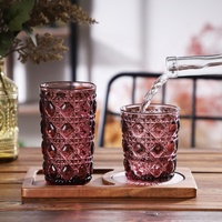 Gobelet à vin Jesenbol de luxe, design moderne, coloré, violet, en verre taillé en facettes, résistant au lave-vaisselle, 300/350 ml, pour fêtes et mariages