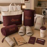 Kit de bienvenue personnalisé TOMAS pour hôtel avec peignoir, pantoufles, trousse de toilette et sac fourre-tout pour séjours VIP en resort